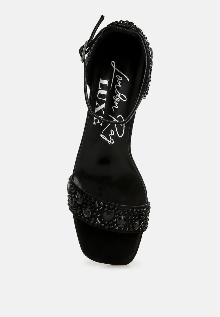 Nocturnal Rhinestone Embellished Shimmer Sandals