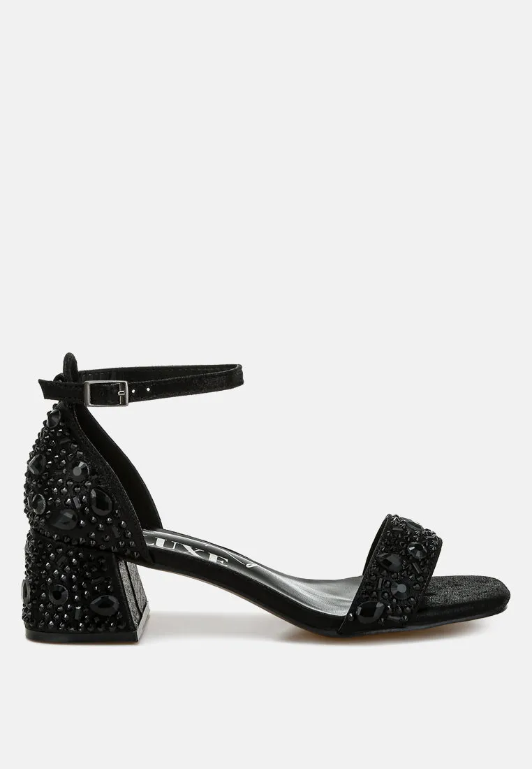 Nocturnal Rhinestone Embellished Shimmer Sandals