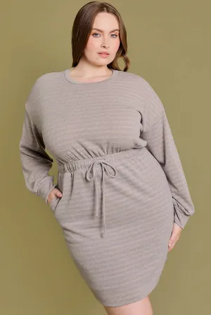 Plus Size Basic Drawstring Waist Mini Dress