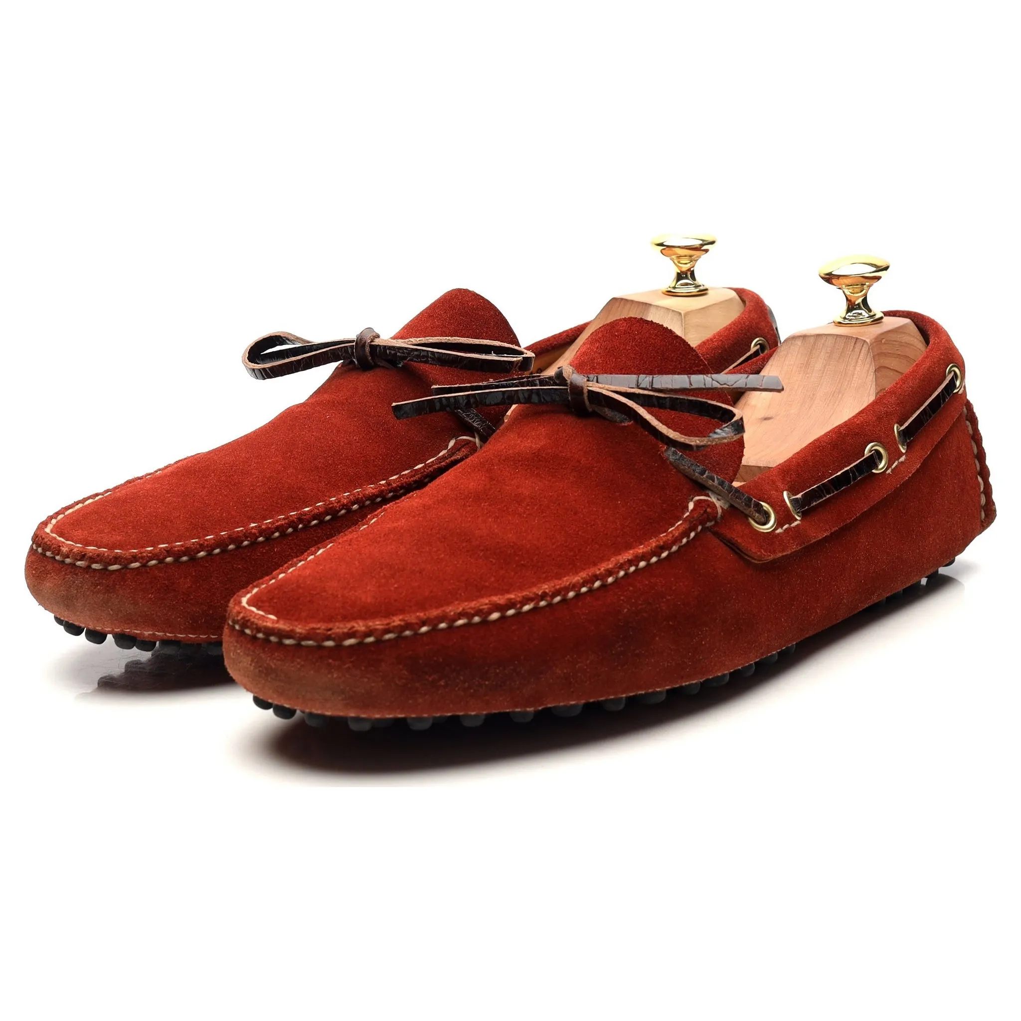 Red Suede Driving Loafers UK 10