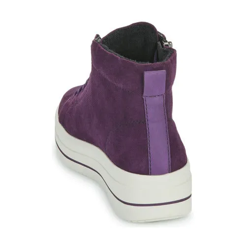 Remonte X Elizabeth Hurley D1C70-30 Aubergine Suede Leather Chunky Trainer Boots