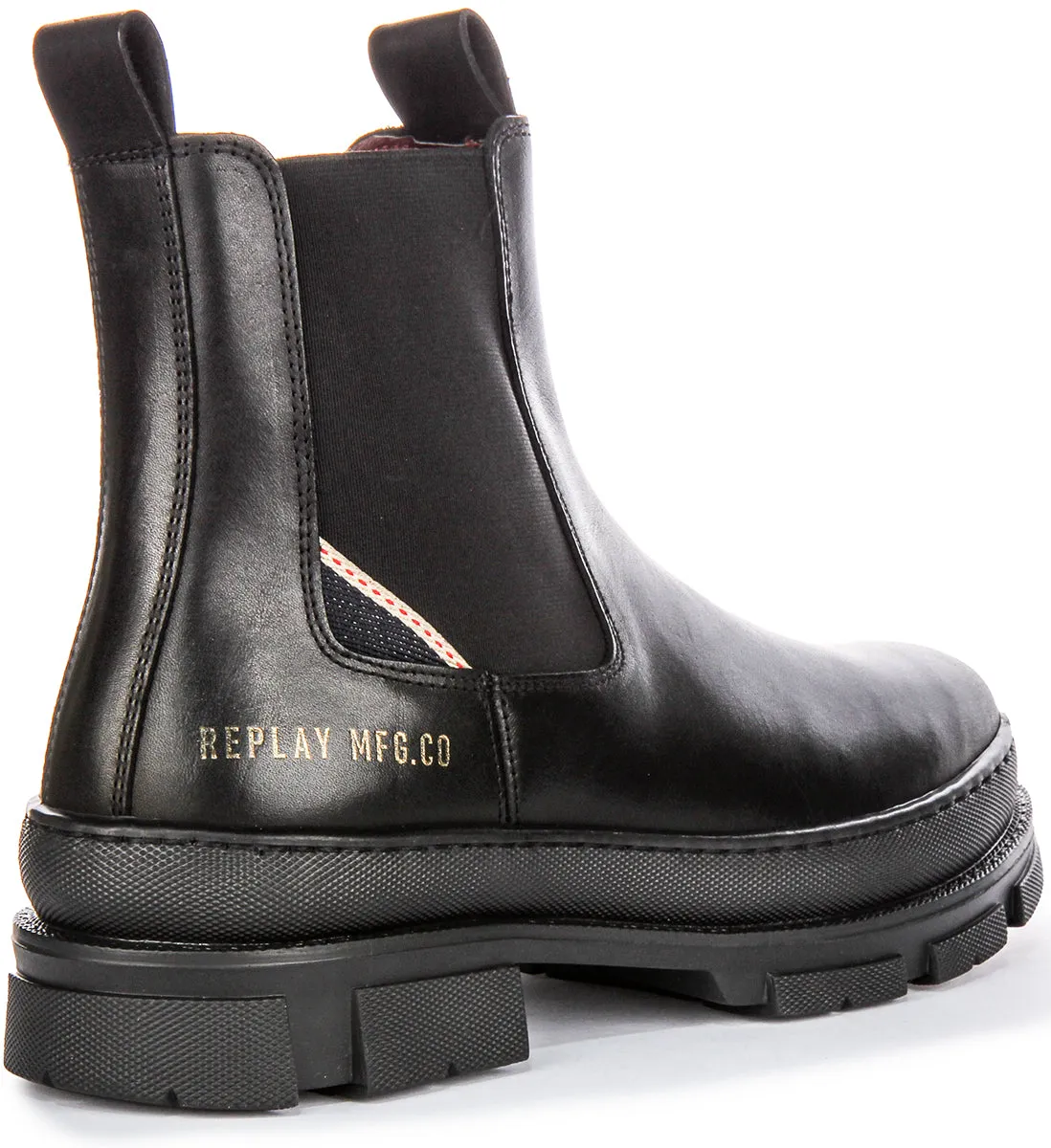 Replay Vega Leather Chelsea In Black For Men