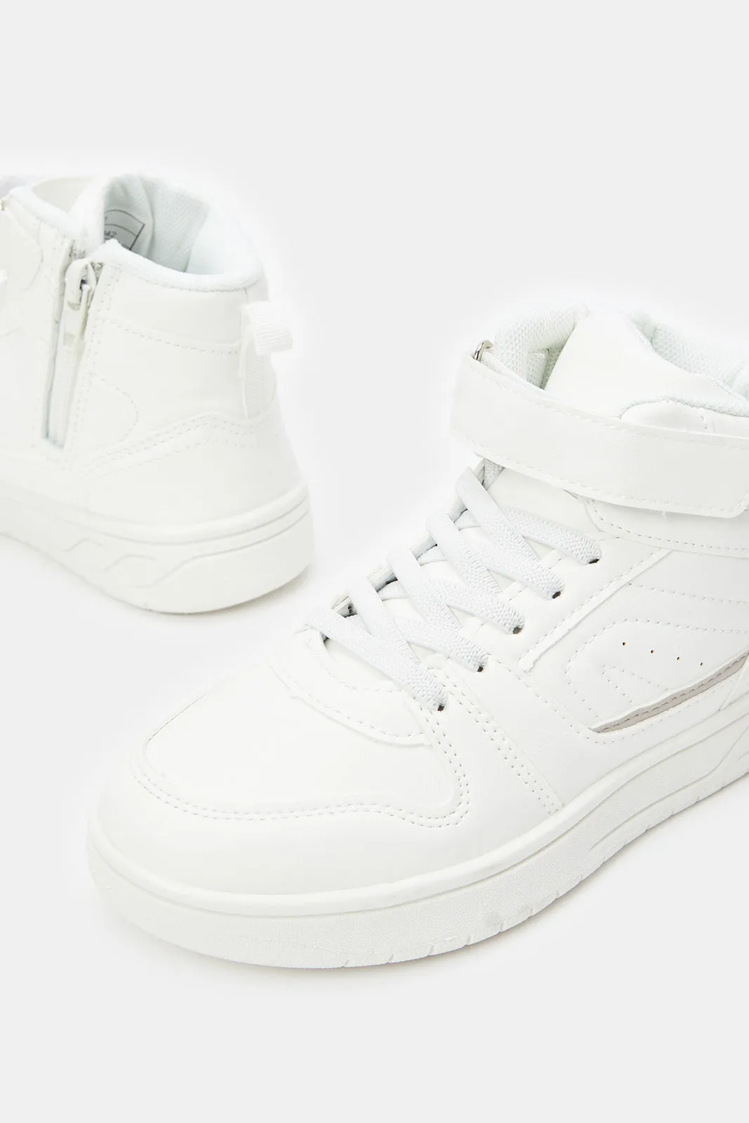 Senior Boys White Embossed High Top