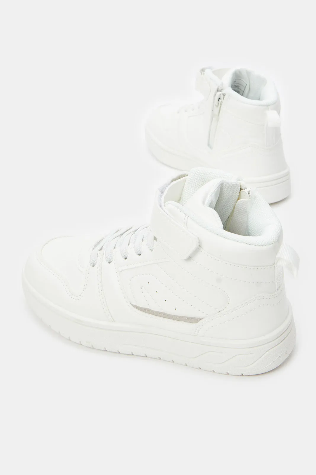 Senior Boys White Embossed High Top