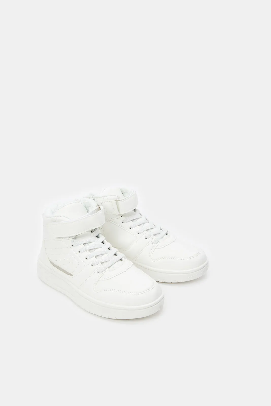 Senior Boys White Embossed High Top