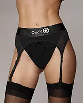 Shots Ouch Vibrating Strap On Thong w/Adjustable Garters - Black XS/S