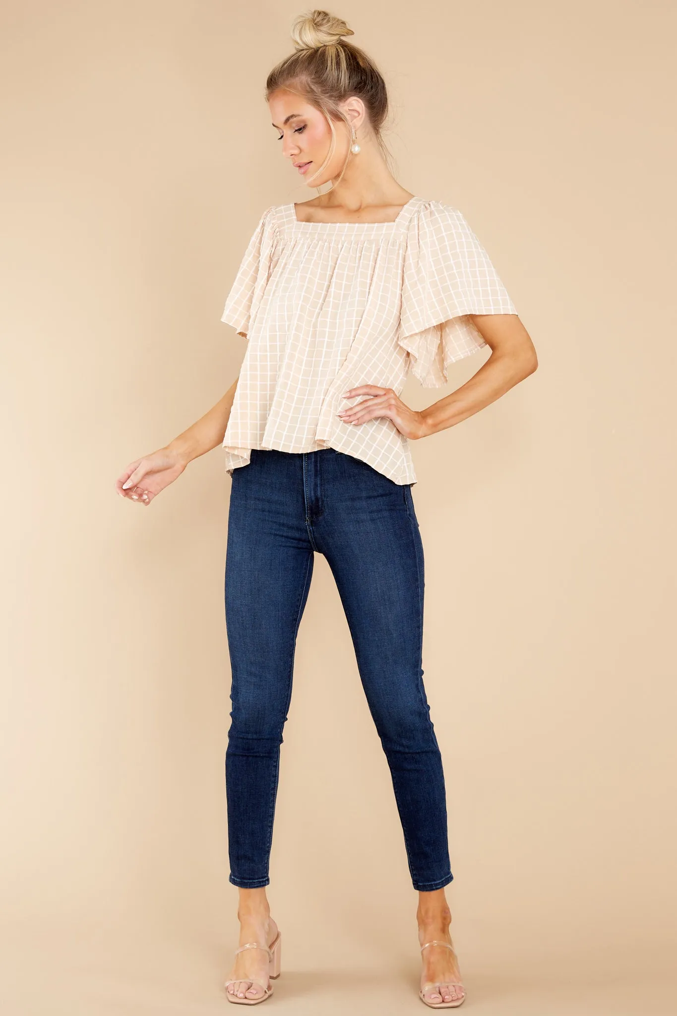 Simple Perfection Tan Print Blouse