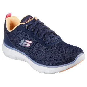 Skechers 150200 Flex Appeal 5.0-New Thrive Ladies Navy Multi Textile Vegan Lace Up Trainers