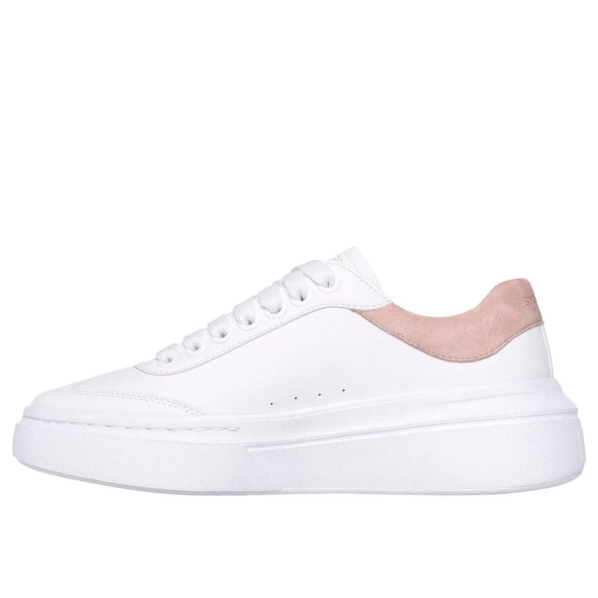 Skechers 185060 Cordova Classic-Best Behavior Ladies White Pink Leather Lace Up Trainers