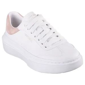 Skechers 185060 Cordova Classic-Best Behavior Ladies White Pink Leather Lace Up Trainers