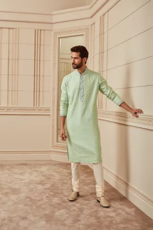 Sky Blue Jacquard Kurta Set