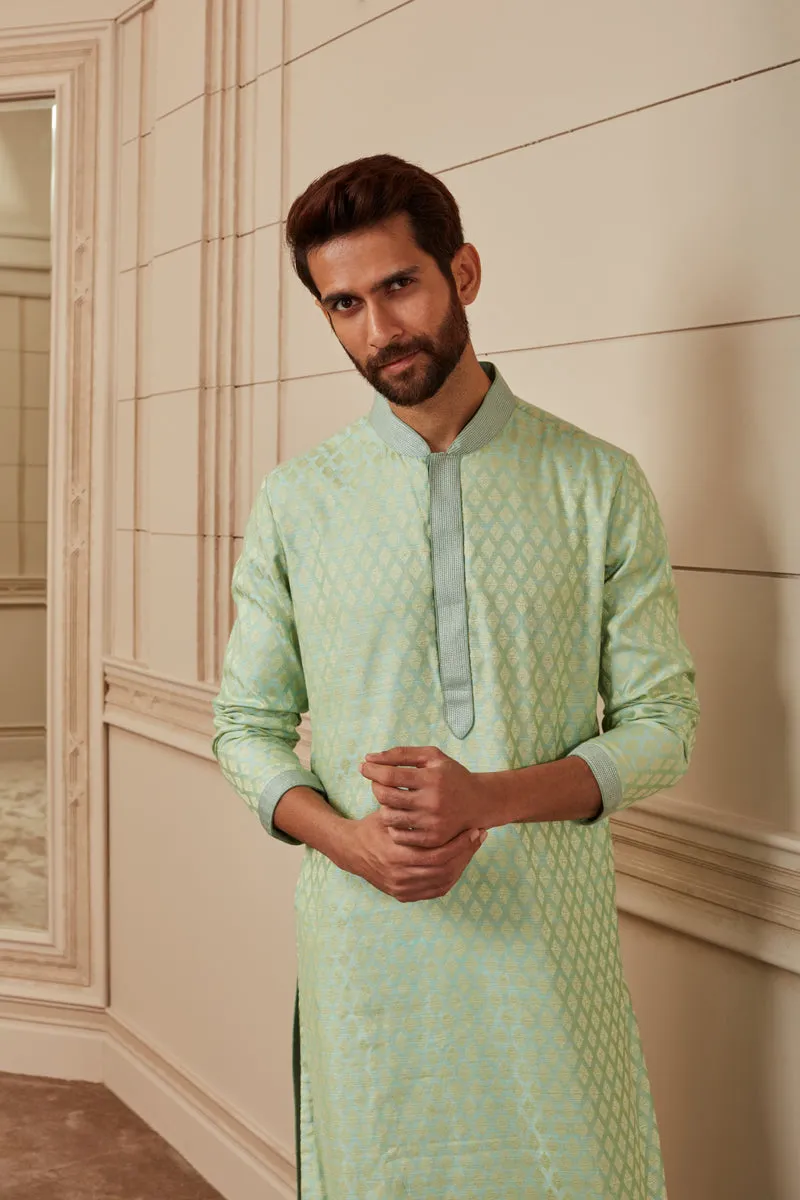 Sky Blue Jacquard Kurta Set