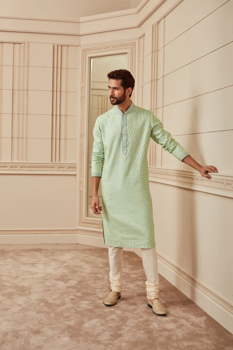 Sky Blue Jacquard Kurta Set