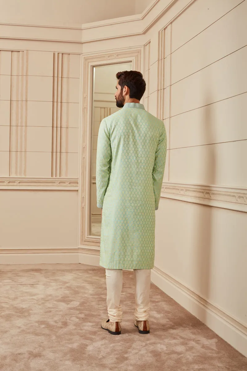 Sky Blue Jacquard Kurta Set