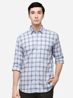 Sky Blue Tailored Fit Checked Casual Shirt | JadeBlue