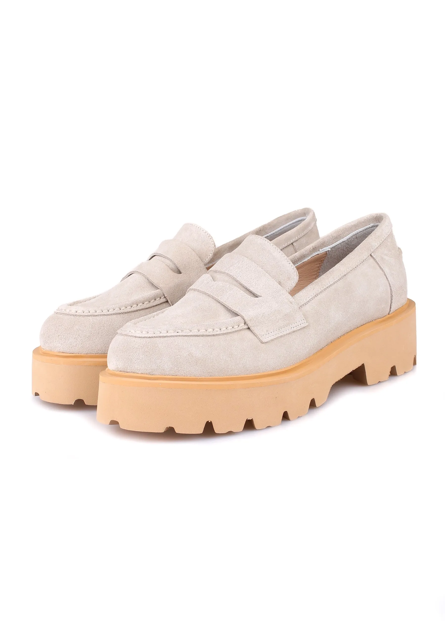 Slip-on Suede Loafers - Beige