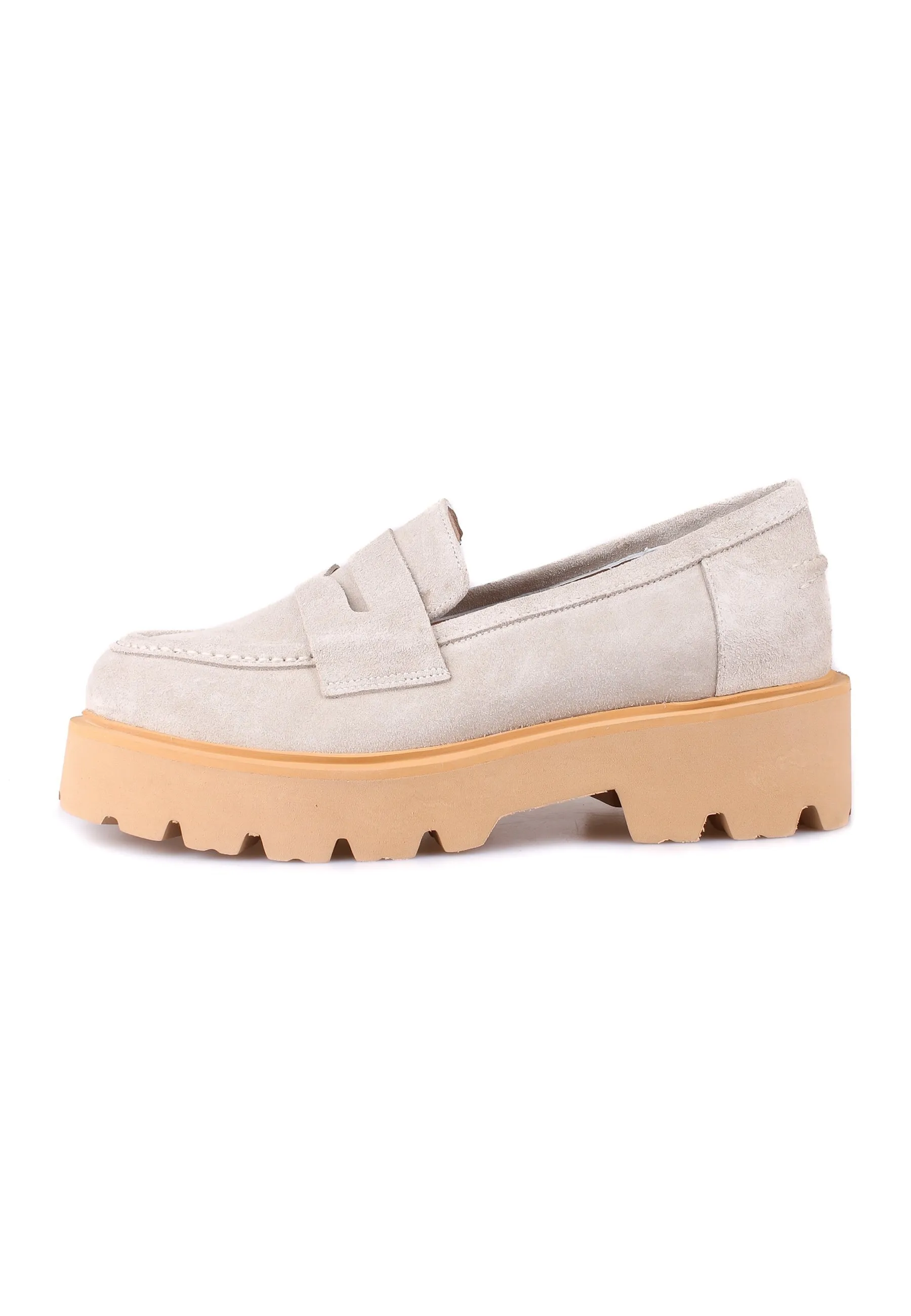 Slip-on Suede Loafers - Beige