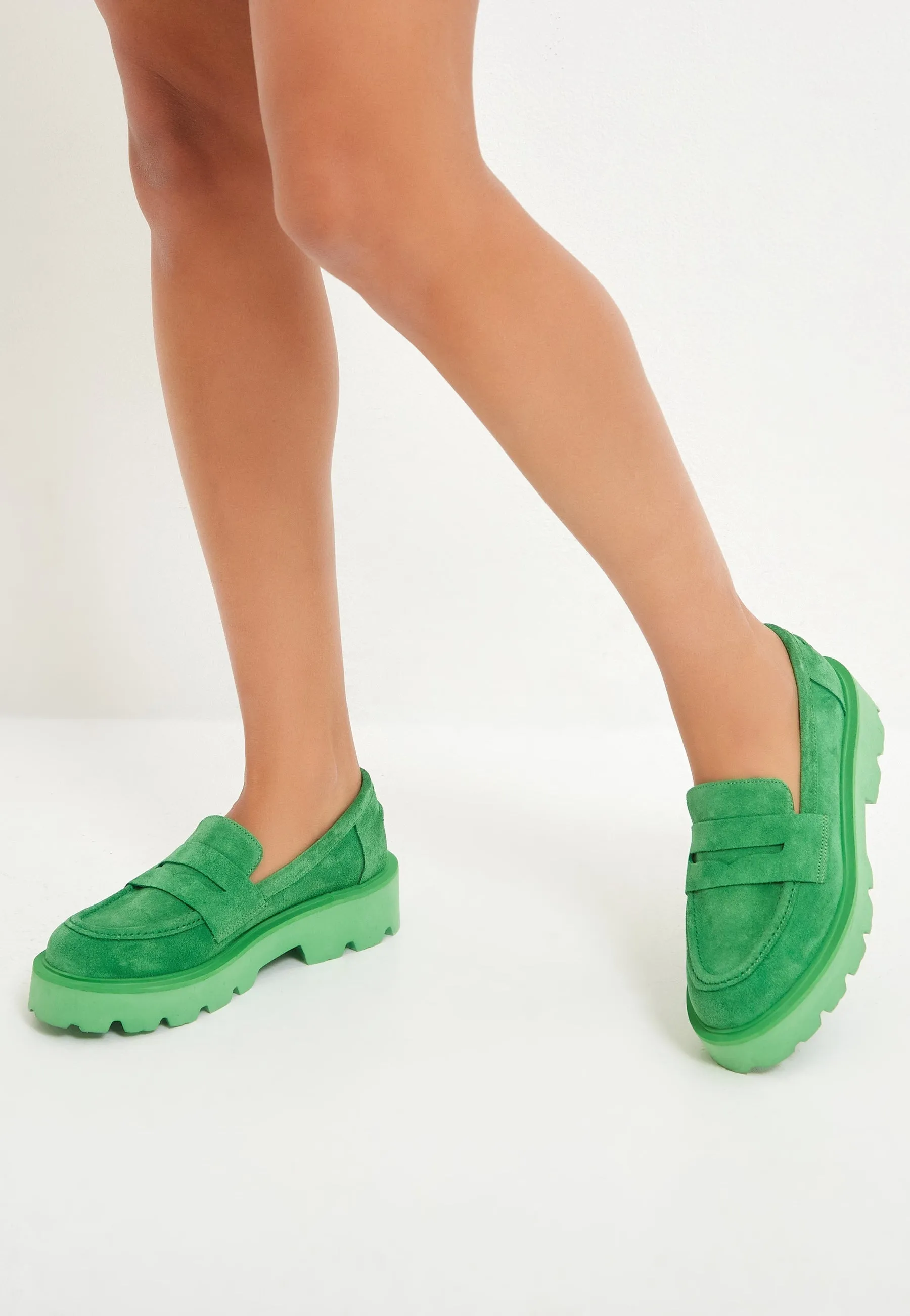 Slip-on Suede Loafers - Green