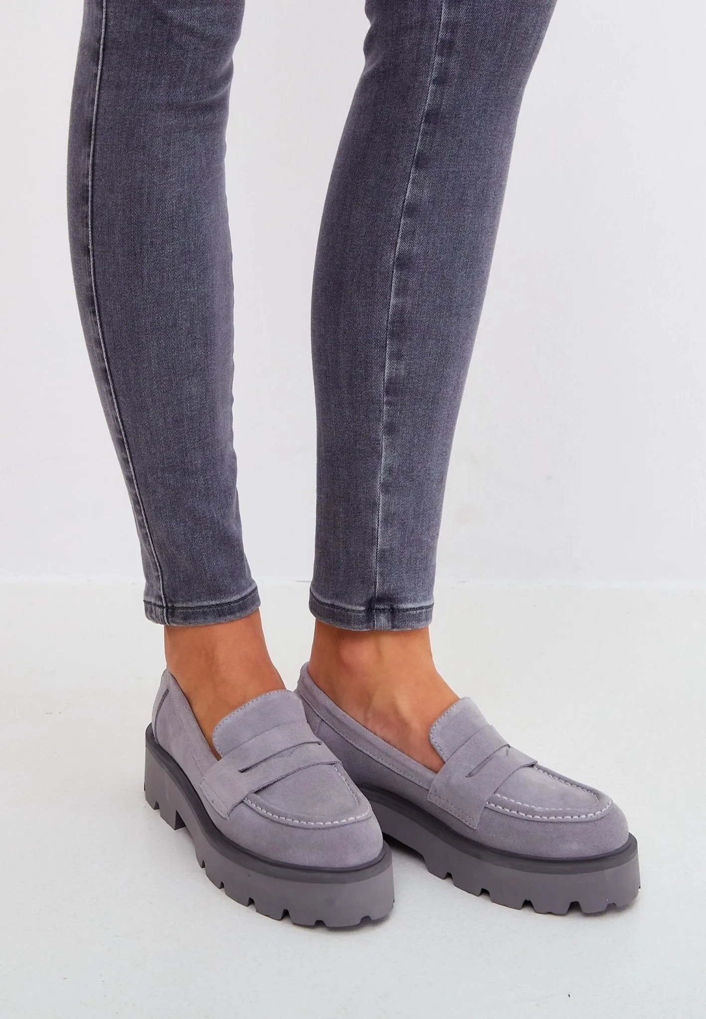 Slip-on Suede Loafers - Grey