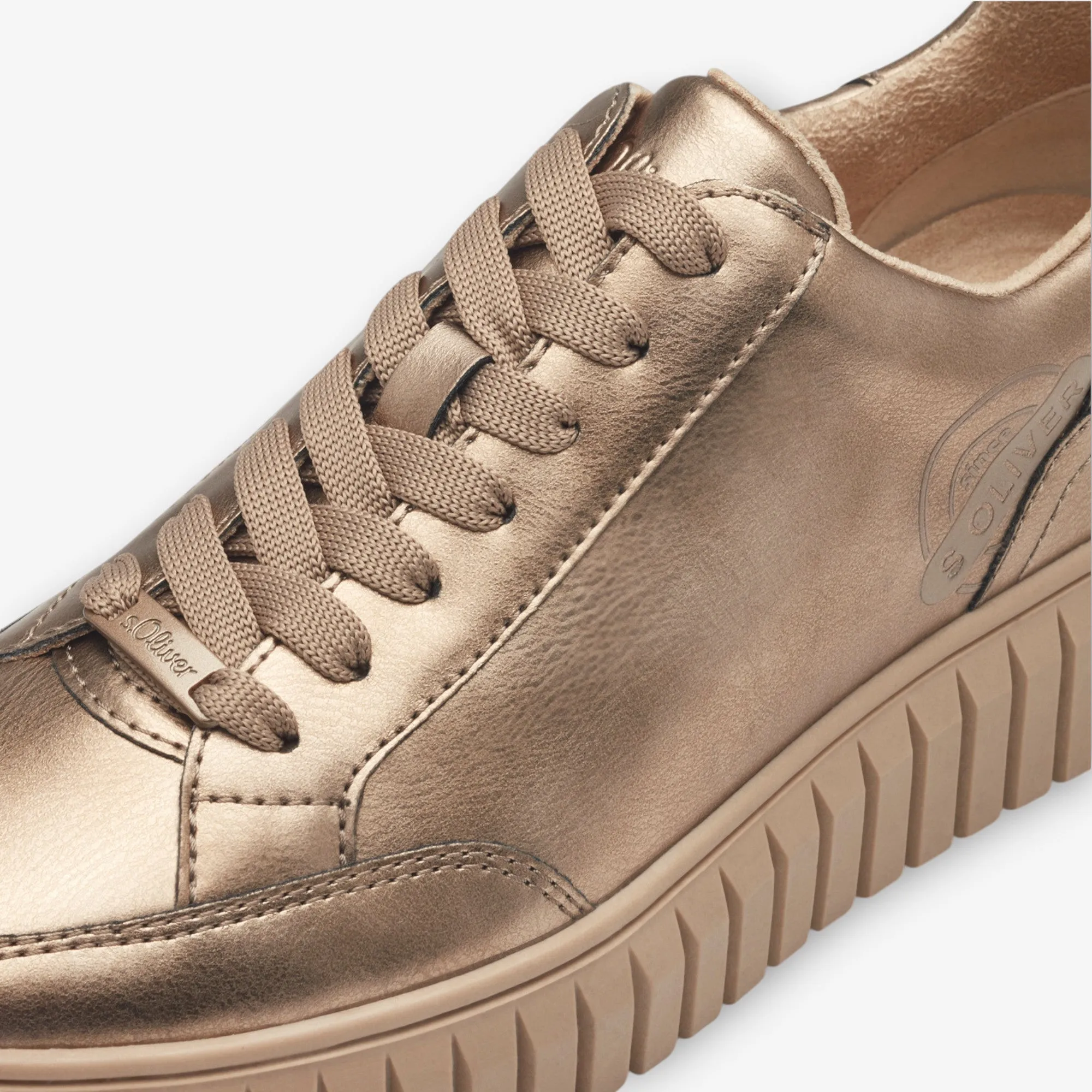 S.Oliver Gold Trainers with Chunky Platform Sole and Laces