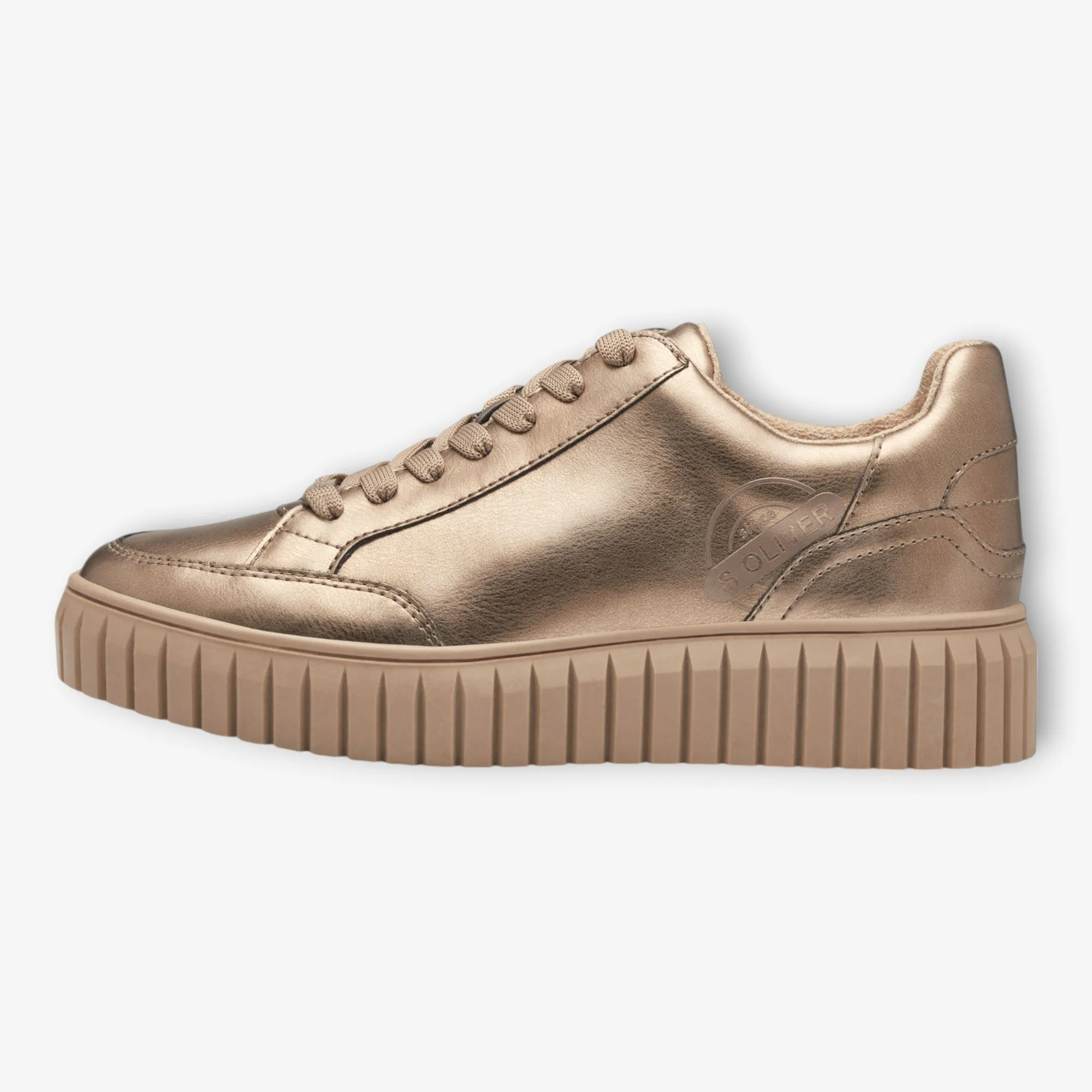 S.Oliver Gold Trainers with Chunky Platform Sole and Laces