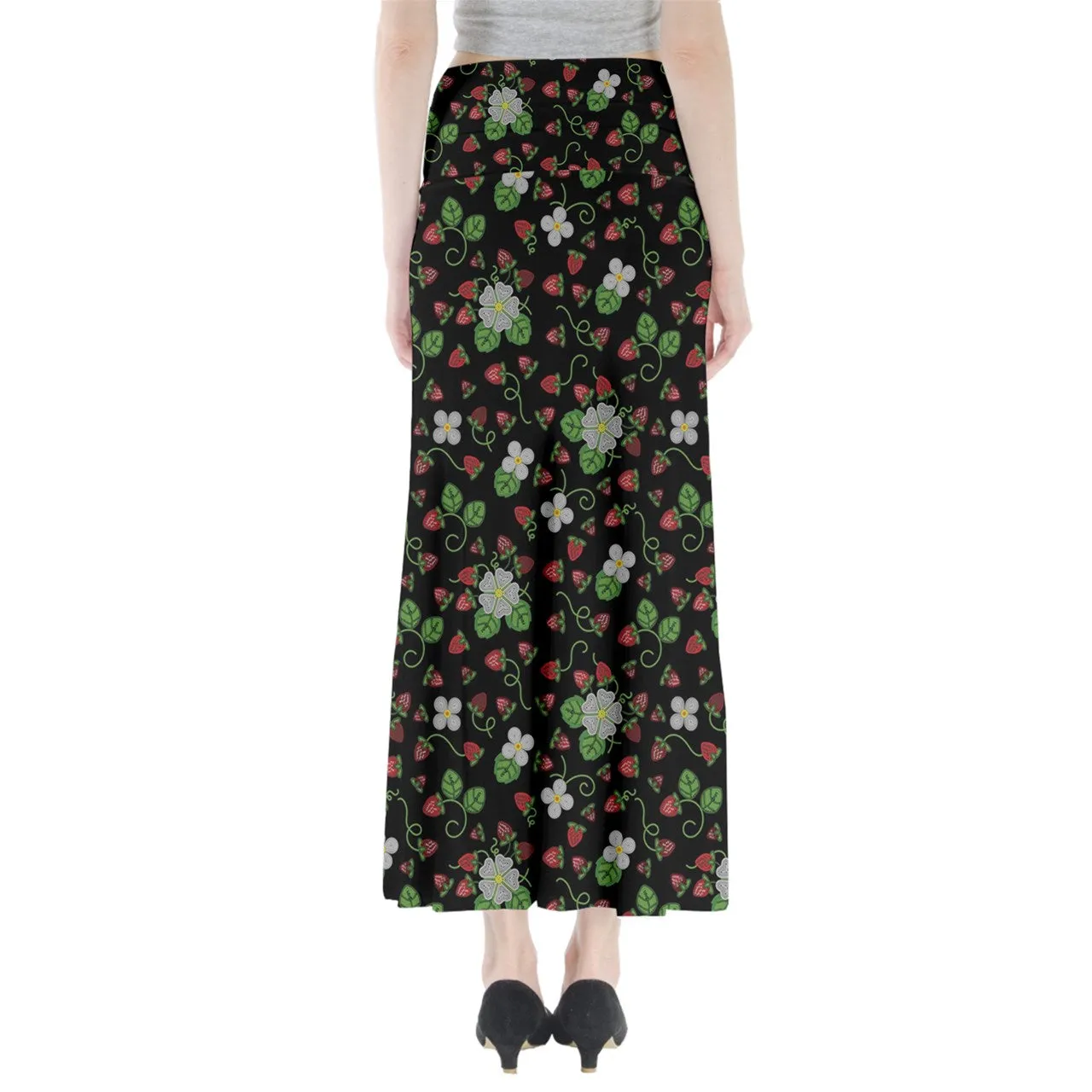 Strawberry Dreams Midnight Full Length Maxi Skirt