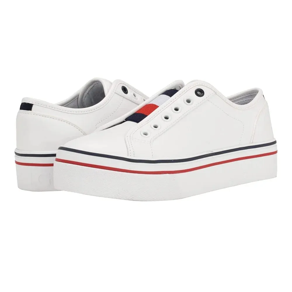 Tommy Hilfiger Balie Platform Leather Trainers Women - WHITE