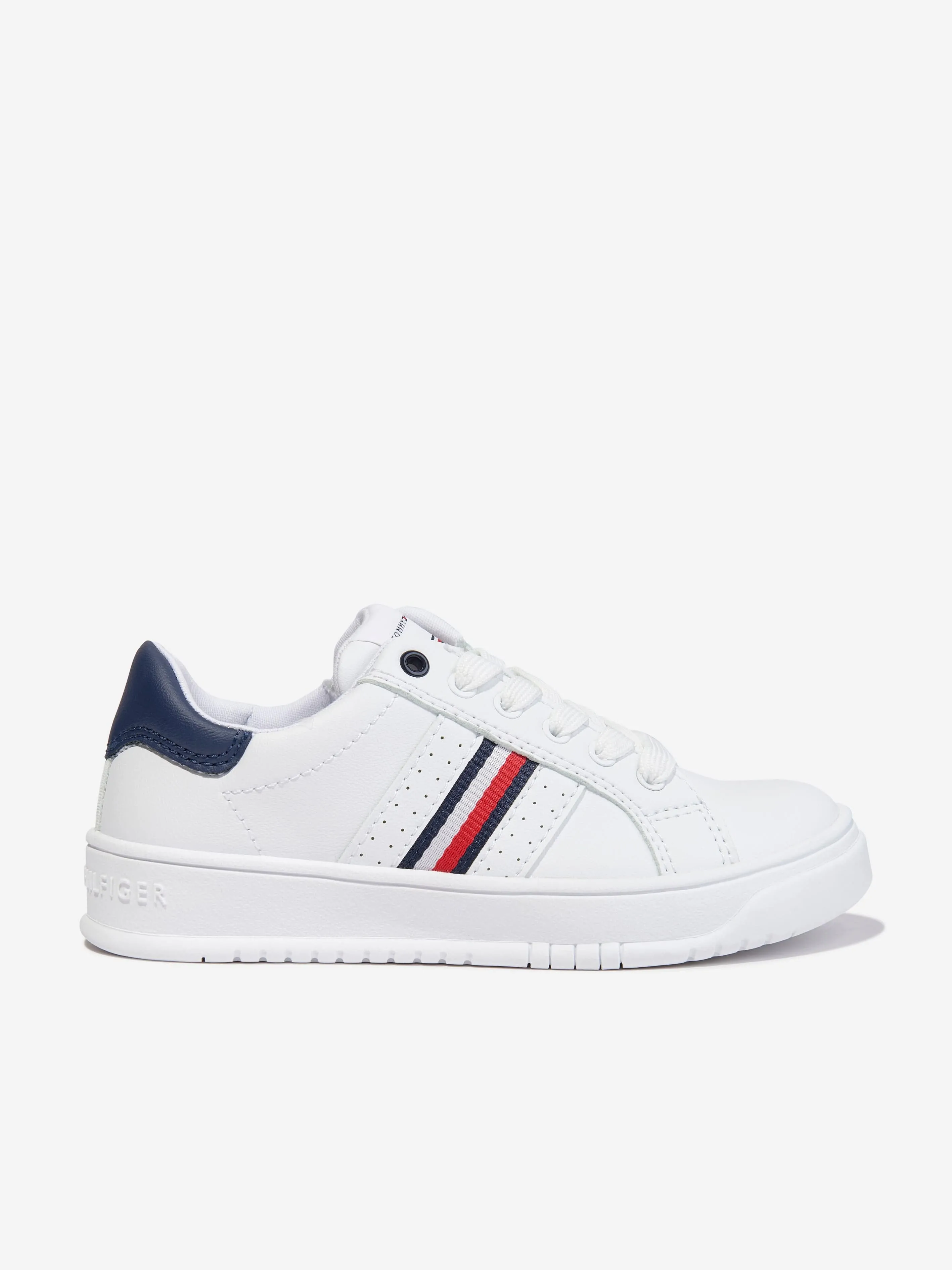 Tommy Hilfiger Kids Stripes Low Cut Lace-Up Trainers in White