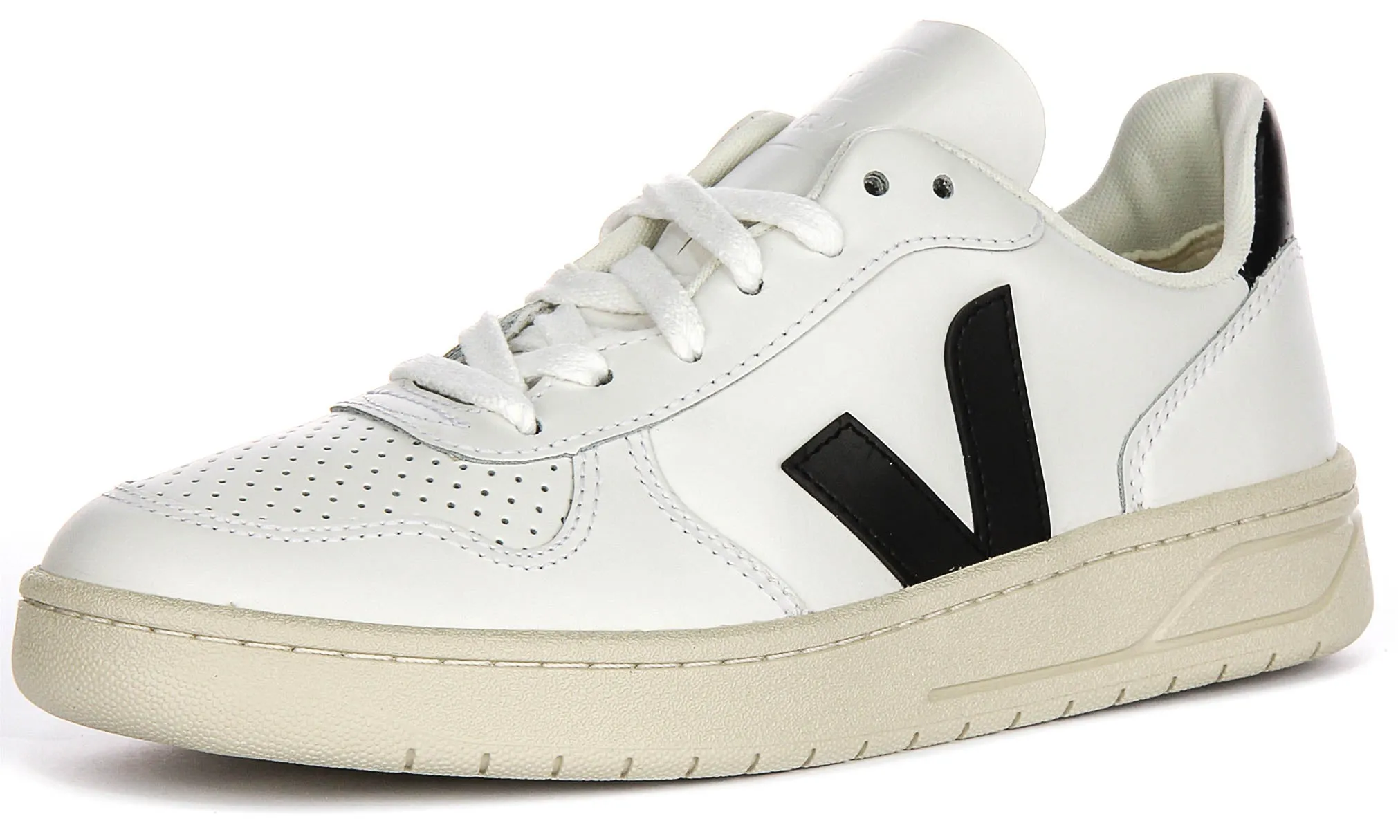 Veja V10 Leather In White Black For Women