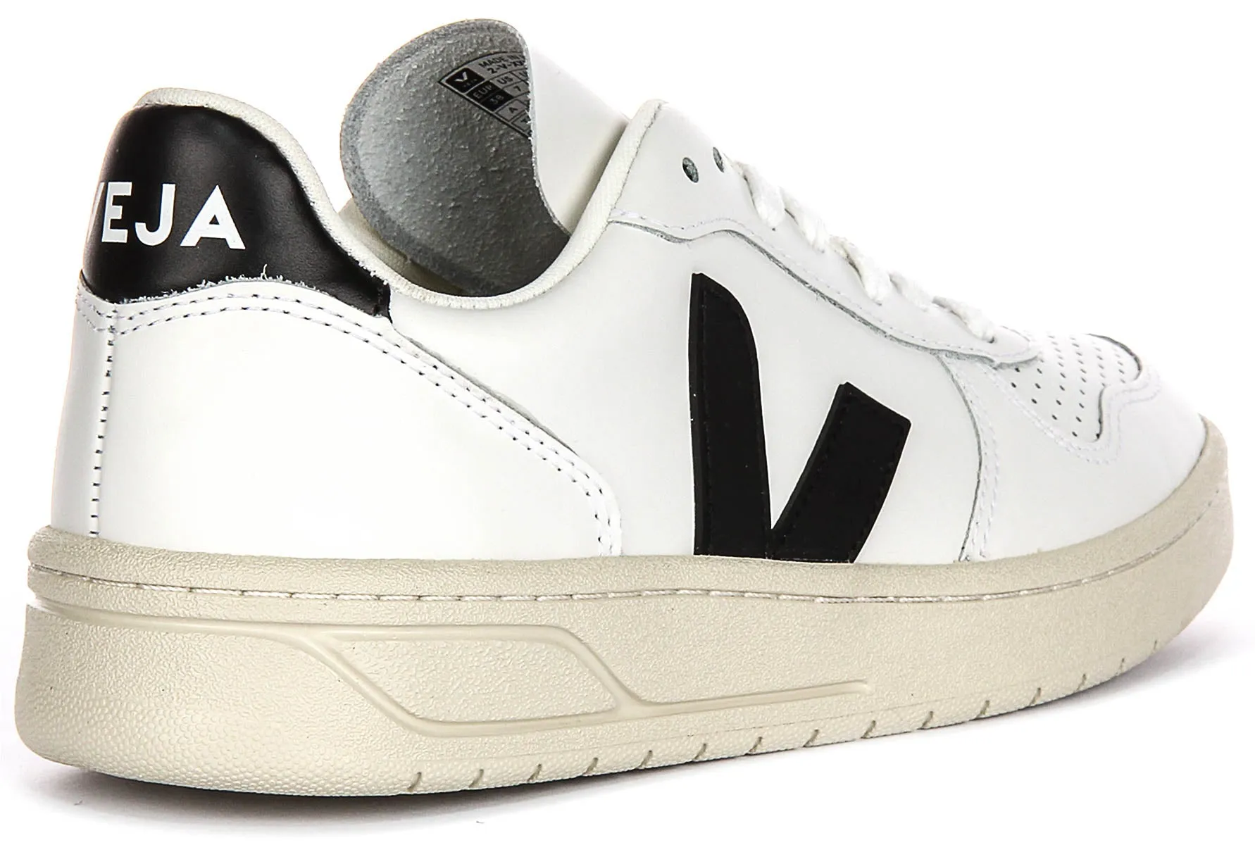 Veja V10 Leather In White Black For Women