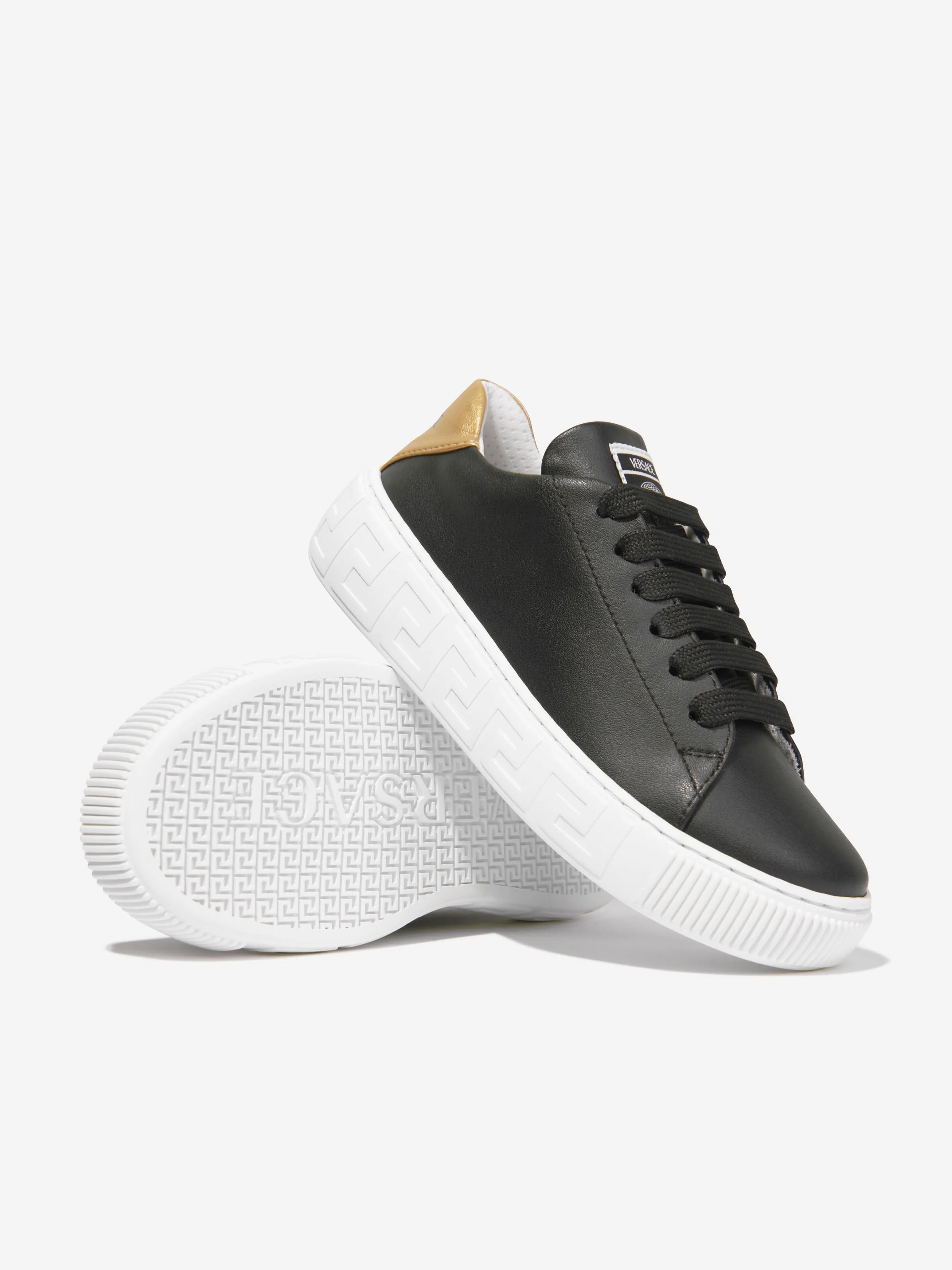 Versace Kids Greca Logo Trainers in Black