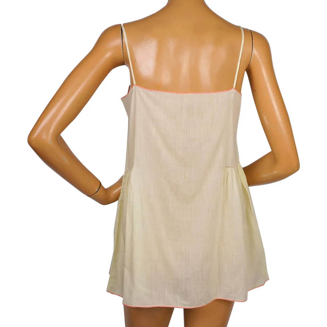 Vintage 1920s Slip Yellow Cotton Flapper Chemise Camisole Size M