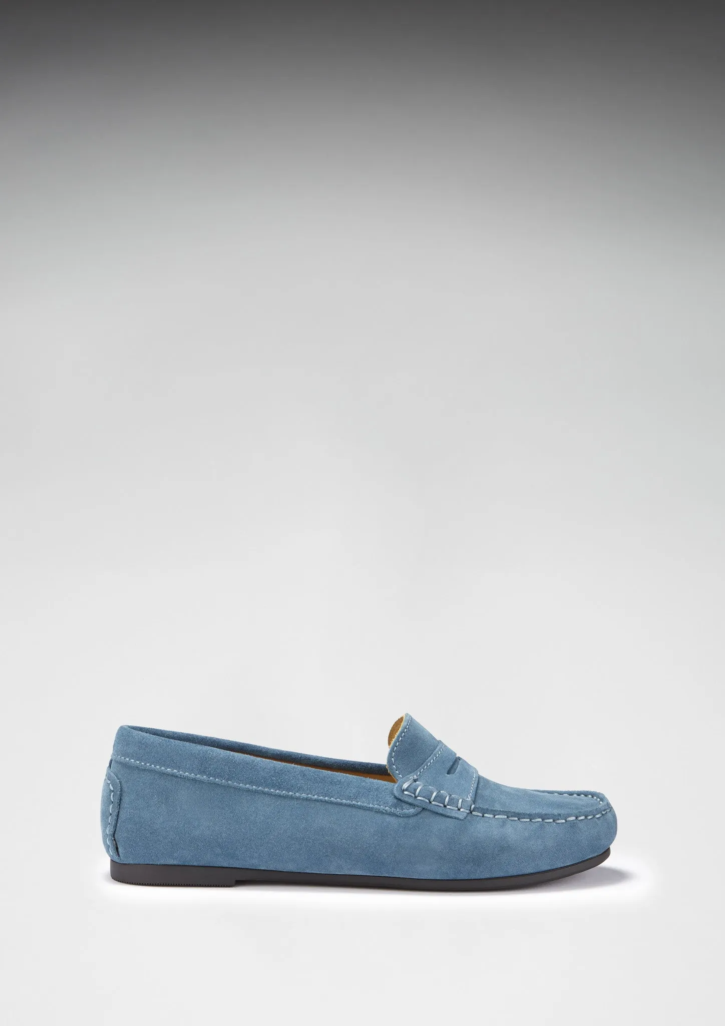 Women's Penny Driving Loafers Full Rubber Sole, teal suede