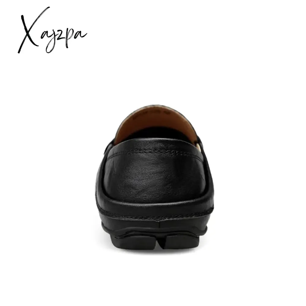 Xajzpa - Italian Mens Shoes Casual Luxury Brand Summer Men Loafers Genuine Leather Moccasins Light Breathable Slip on Boat Shoes