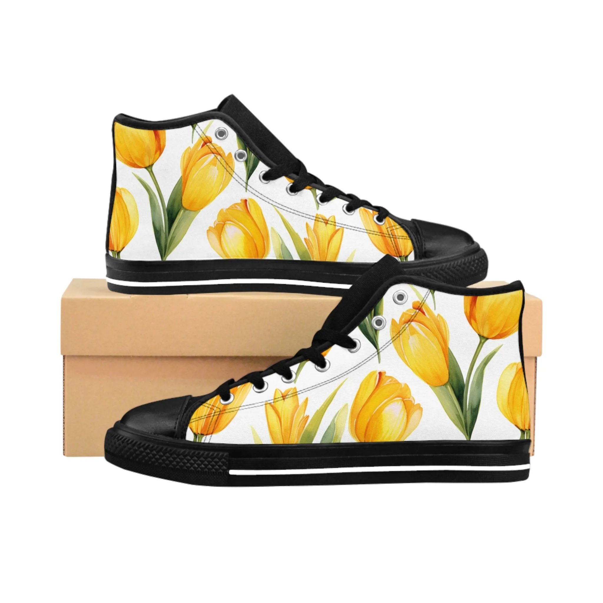 Yellow Tulip Flowers Women's Classic Sneakers